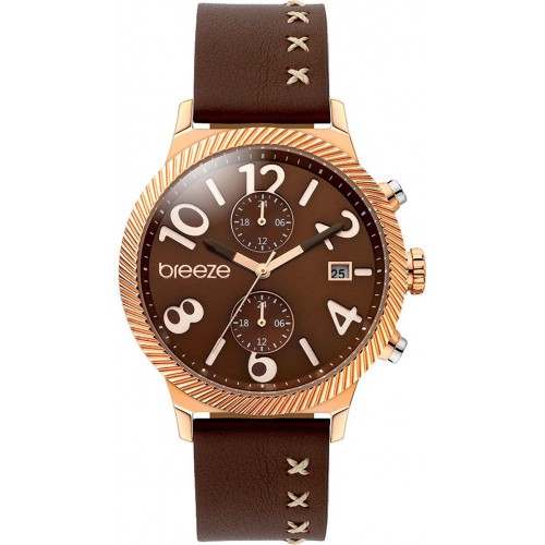 BREEZE Bellatrix Dual Time Brown Leather Strap 110681.6