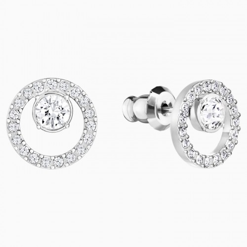 SWAROVSKI Creativity Circle Pierced Earrings White Rhodium Plated 5201707