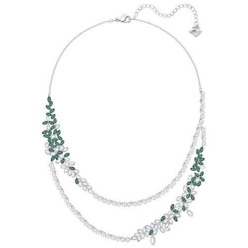 SWAROVSKI Garden Layered Necklace Green Rhodium Plated 5279135