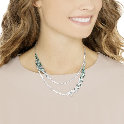 SWAROVSKI Garden Layered Necklace Green Rhodium Plated 5279135