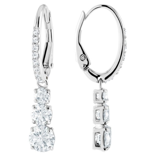 SWAROVSKI Attract Trilogy Round Earrings White Rhodium Plated 5416155