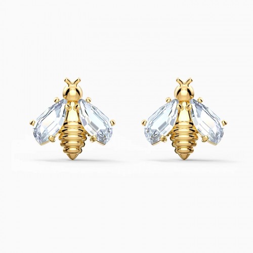 SWAROVSKI Eternal Flower Pierced Bee Earrings Gold Tone Plated 5518143