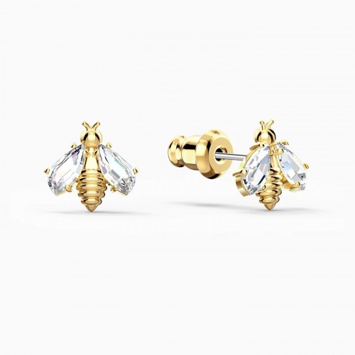 SWAROVSKI Eternal Flower Pierced Bee Earrings Gold Tone Plated 5518143