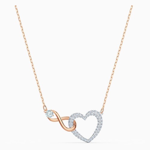 SWAROVSKI Infinity Heart Pendant Rose Gold Tone Plated 5518865