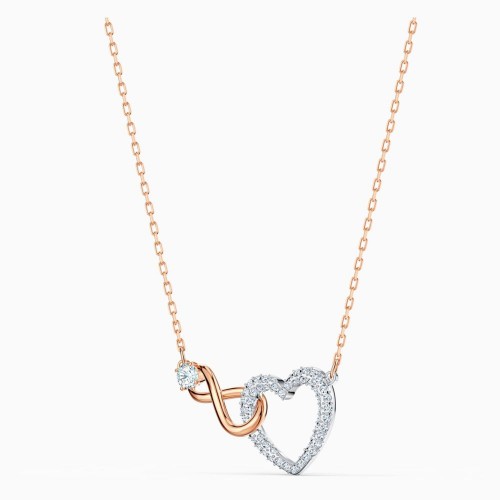 SWAROVSKI Infinity Heart Pendant Rose Gold Tone Plated 5518865