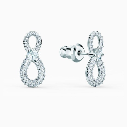 SWAROVSKI Infinity Mini Pierced Earrings White Rhodium Plated 5518880