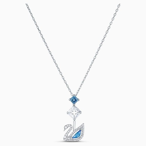 SWAROVSKI Dancing Swang Necklace Blue Rhodium Plated 5530625