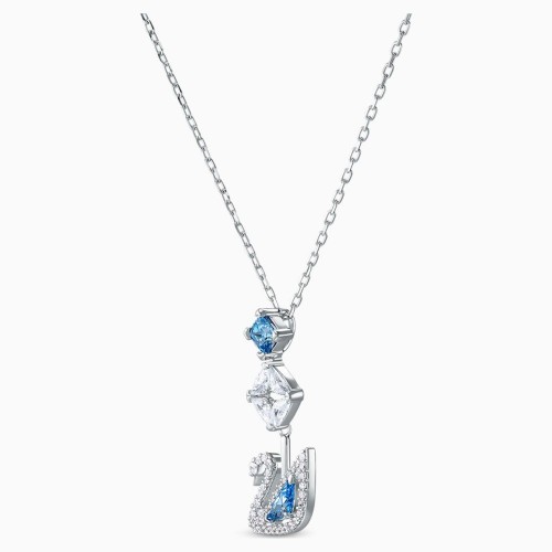 SWAROVSKI Dancing Swang Necklace Blue Rhodium Plated 5530625