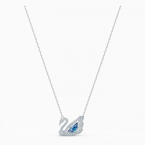 SWAROVSKI Dancing Swang Necklace Blue Rhodium Plated 5533397