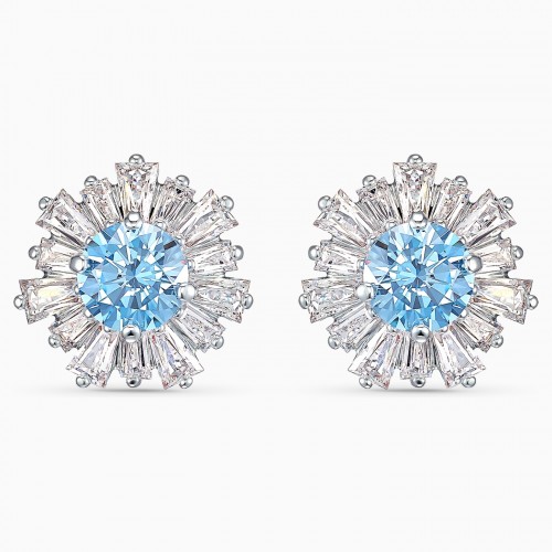SWAROVSKI Sunshine Pierced Earrings Blue Rhodium Plated 5536741