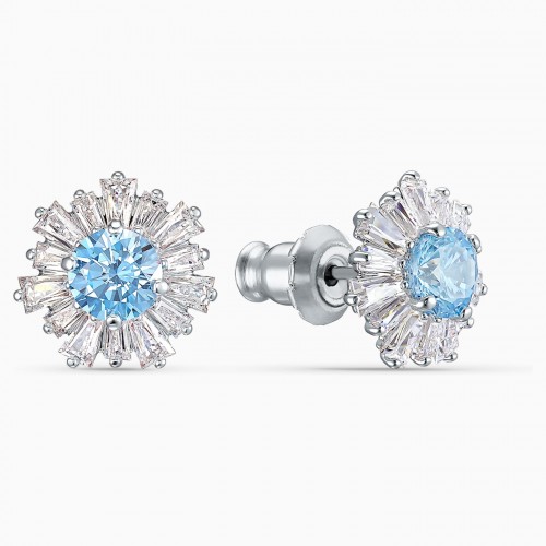 SWAROVSKI Sunshine Pierced Earrings Blue Rhodium Plated 5536741