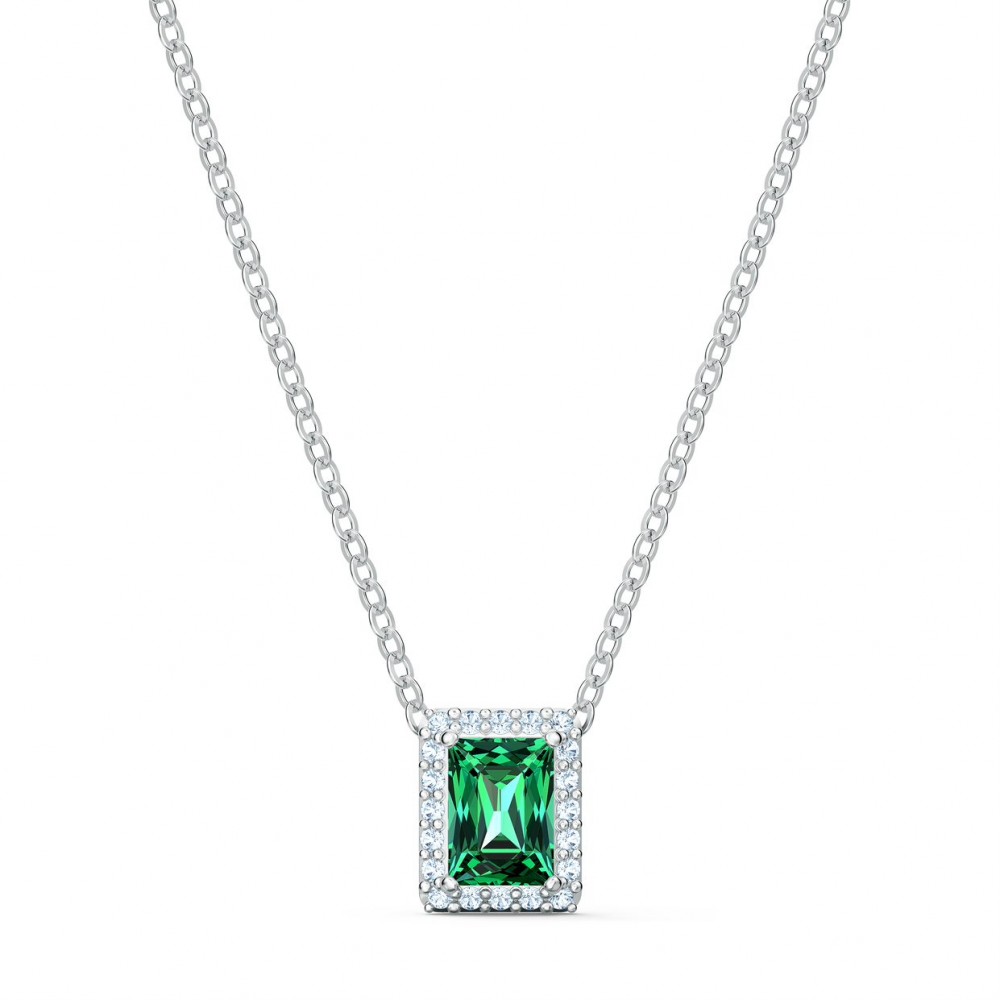 SWAROVSKI Angelic Rectangular Necklace Green Rhodium Plated 5559380