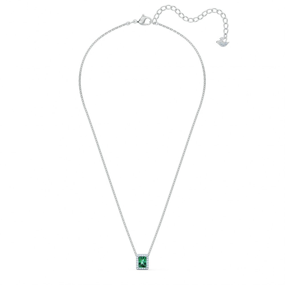 SWAROVSKI Angelic Rectangular Necklace Green Rhodium Plated 5559380
