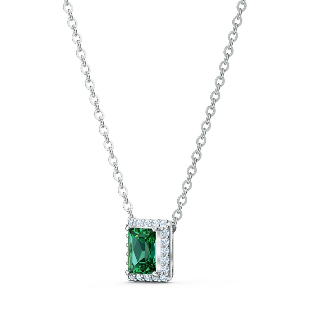 SWAROVSKI Angelic Rectangular Necklace Green Rhodium Plated 5559380