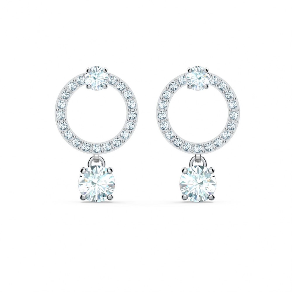 SWAROVSKI Attract Circle Pierced Earrings White Rhodium Plated 5563278