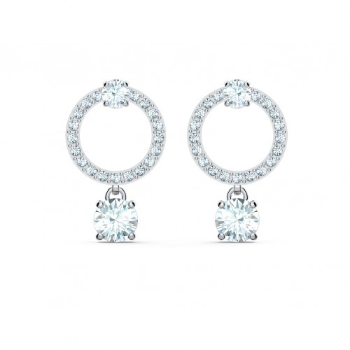 SWAROVSKI Attract Circle Pierced Earrings White Rhodium Plated 5563278
