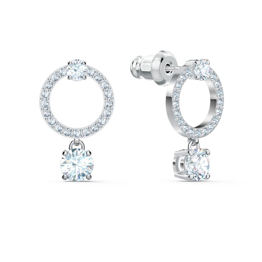 SWAROVSKI Attract Circle Pierced Earrings White Rhodium Plated 5563278