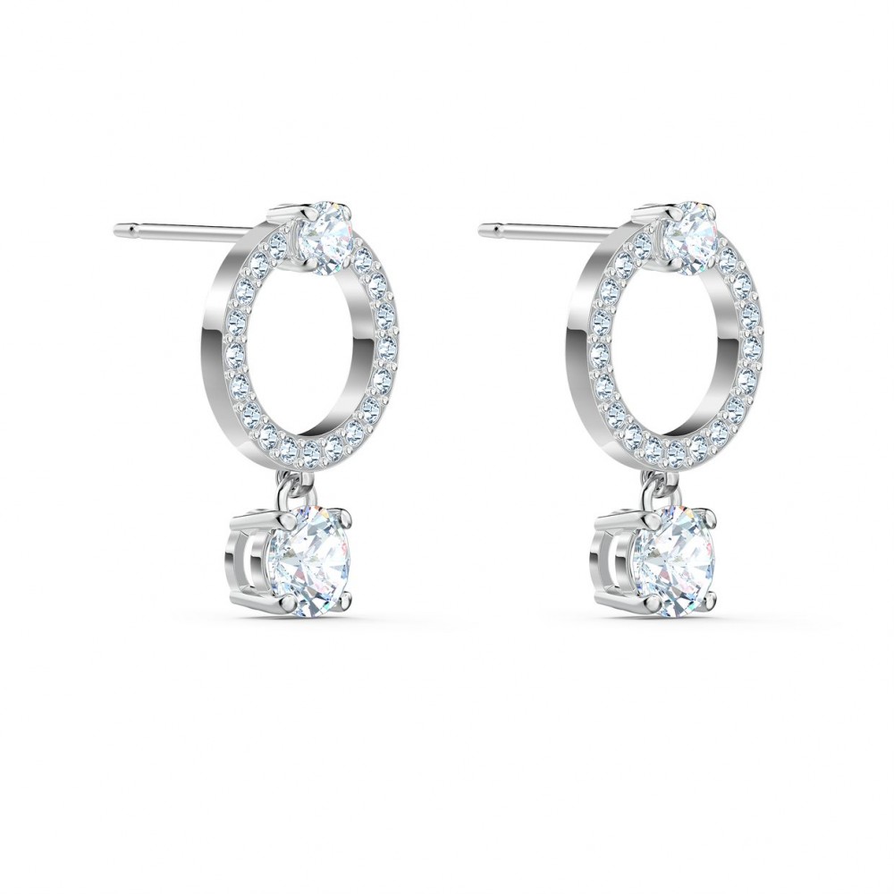 SWAROVSKI Attract Circle Pierced Earrings White Rhodium Plated 5563278
