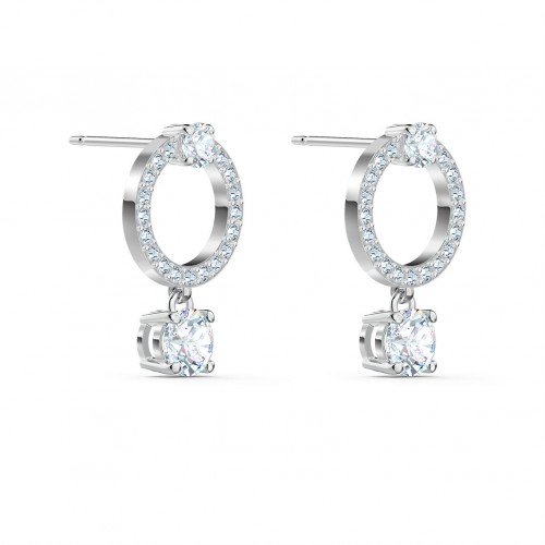 SWAROVSKI Attract Circle Pierced Earrings White Rhodium Plated 5563278