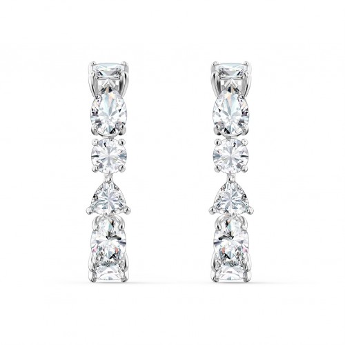 SWAROVSKI Tennis Deluxe Mixed Pierced Earrings White Rhodium Plated 5563322