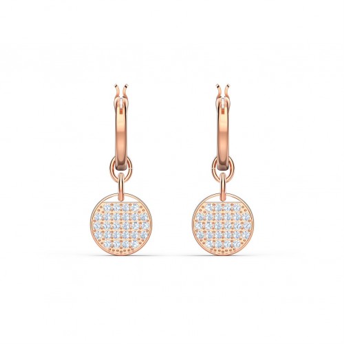 SWAROVSKI Ginger Mini Hoop Pierced Earrings White Rose Gold Tone Plated 5567528