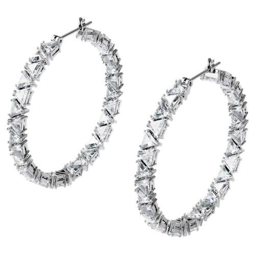 SWAROVSKI Millenia Hoop Earrings Triangle Zirconia White Rhodium Plated 5598343