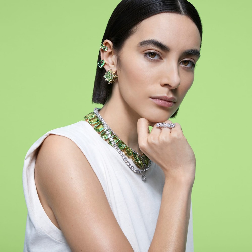 SWAROVSKI Millenia Ear Cuff Single Green Gold Tone Plated 5602389