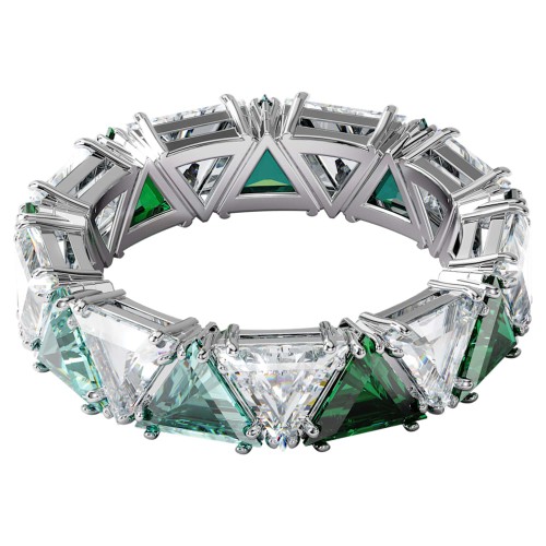 SWAROVSKI Millenia Cocktail Ring Triangle Green Rhodium Plated 5608530