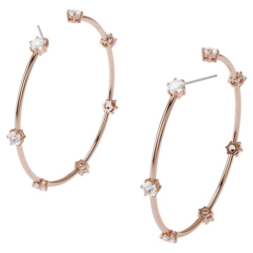 SWAROVSKI Constella Hoop Earrings White Rose Gold Tone Plated 5609706