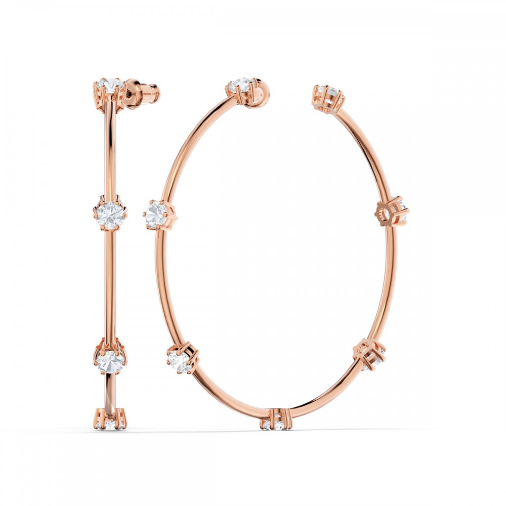 SWAROVSKI Constella Hoop Earrings White Rose Gold Tone Plated 5609706