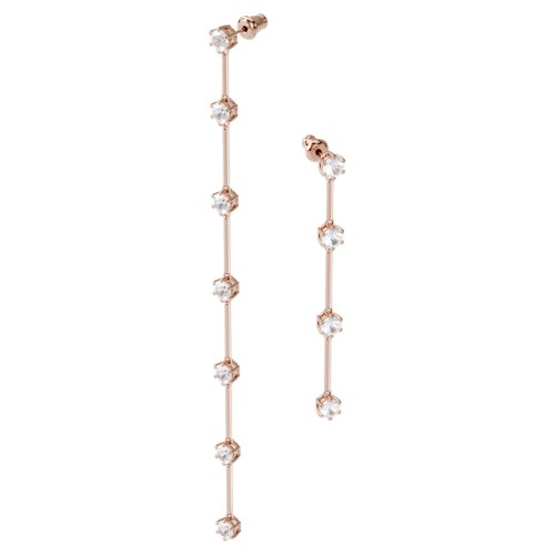 SWAROVSKI Constella Earrings Asymmetrical White Rose Gold Tone Plated 5609707