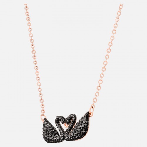 SWAROVSKI Iconic Double Swan Necklace Rose Gold Tone Plated 5296468
