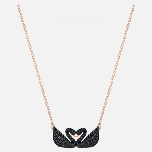 SWAROVSKI Iconic Double Swan Necklace Rose Gold Tone Plated 5296468
