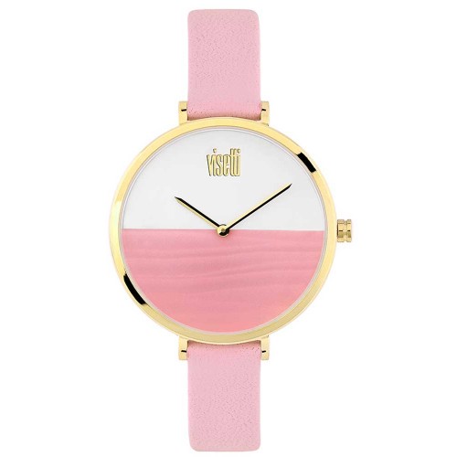 VISETTI Wavy Gold Pink Leather Strap PE-905GR