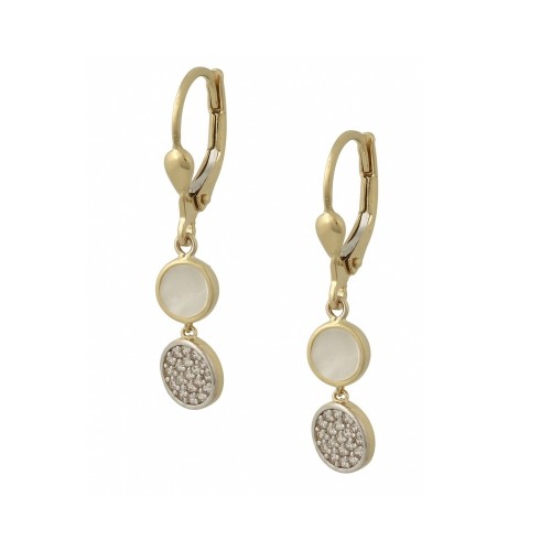 14Κ Χρυσά Σκουλαρίκια με Φίλντισι & Ζιργκόν SK6143O