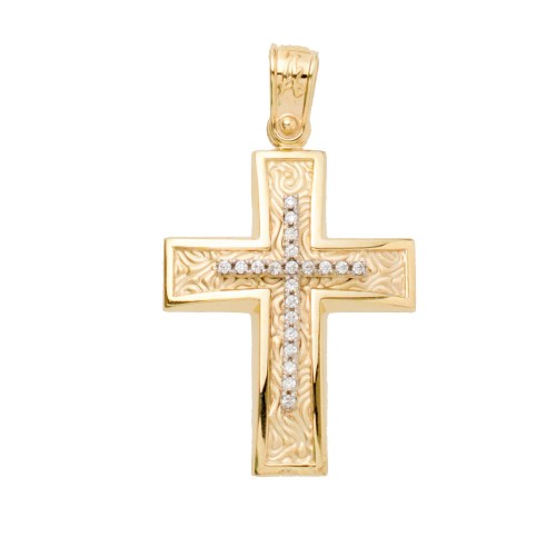 14K Χρυσός Σταυρός με Ζιργκόν ST108AD1