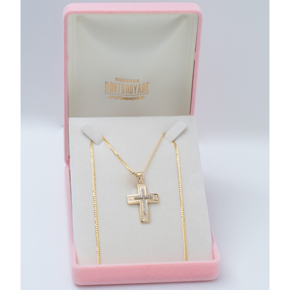14K Χρυσός Σταυρός με Ζιργκόν ST108AD1