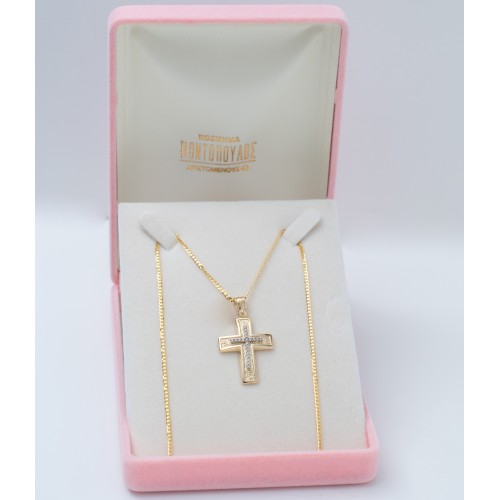 14K Χρυσός Σταυρός με Ζιργκόν ST108AD1