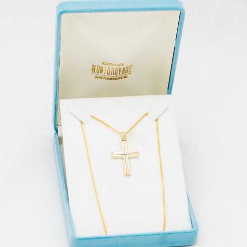 14Κ Χρυσός Δίχρωμος Σταυρός ST727KG1