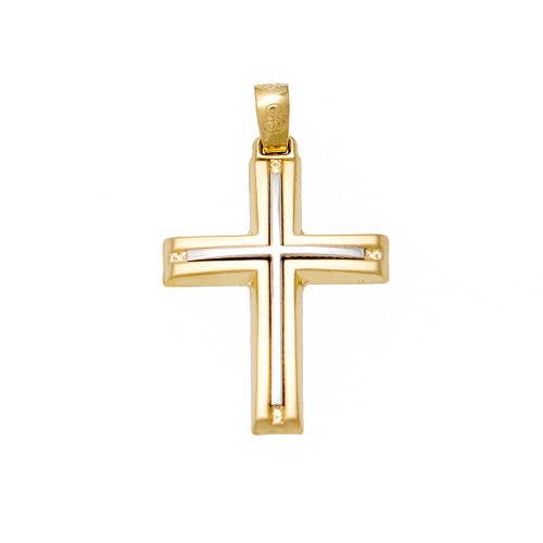 14Κ Χρυσός Δίχρωμος Σταυρός ST727KG1